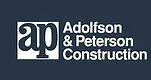 Adolfson & Peterson Construction company logo on dark blue background